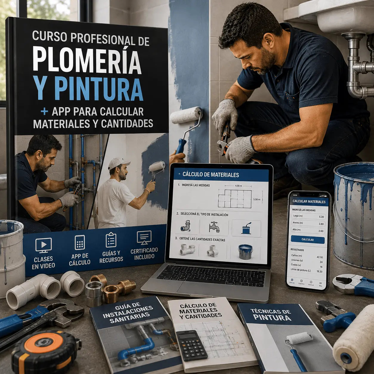 Curso Profesional de Plomería y Pintura + App para Calcular Materiales y Cantidades
